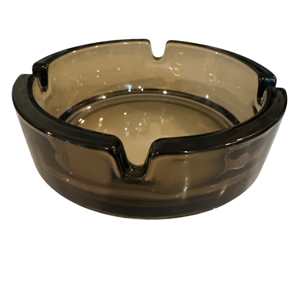 Vintage Ashtray Smoked Glass 4" Mid Century Retro 1960's